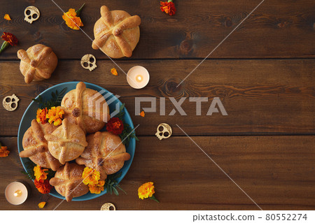 Day of the dead, Dia De Los Muertos Background With bread of death  80552274