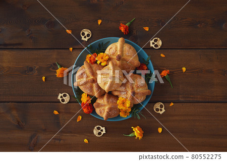 Day of the dead, Dia De Los Muertos Background With bread of death  80552275
