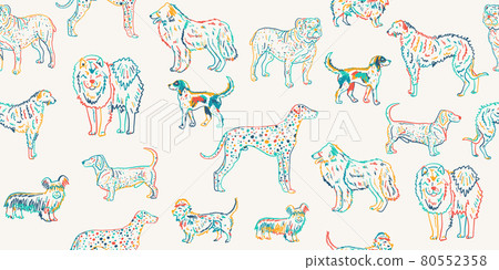 Dogs breeds collection. Vintage style seamless pattern for your design 80552358