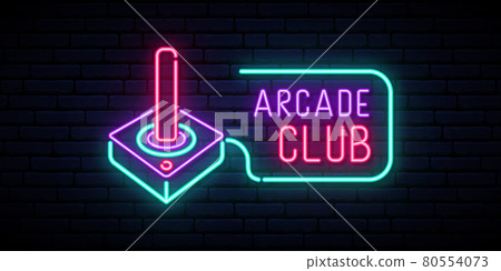 Retro joystick neon sign. Retro joystick neon sign. 80554073