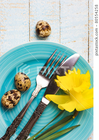 Festive spring or Easter table setting 80554258