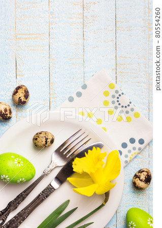 Festive spring or Easter table setting 80554260