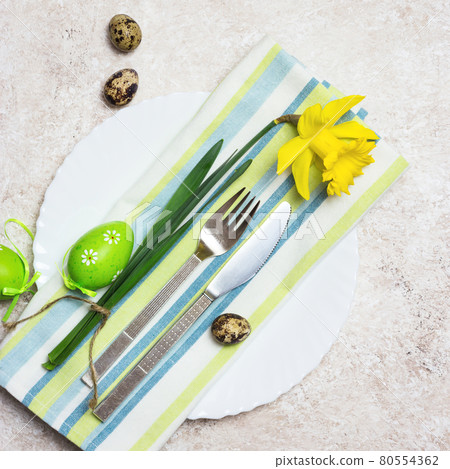Festive spring or Easter table setting 80554362