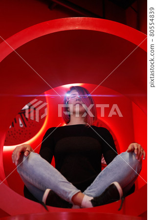 Cyber girl. Beautiful young woman, futuristic style. Cyber girl. Beautiful young woman, futuristic style. 80554839