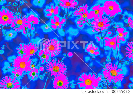 Bright pink holographic neon colored summer flowers  80555030
