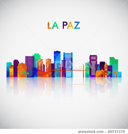 La Paz skyline silhouette in colorful geometric style.  80555370