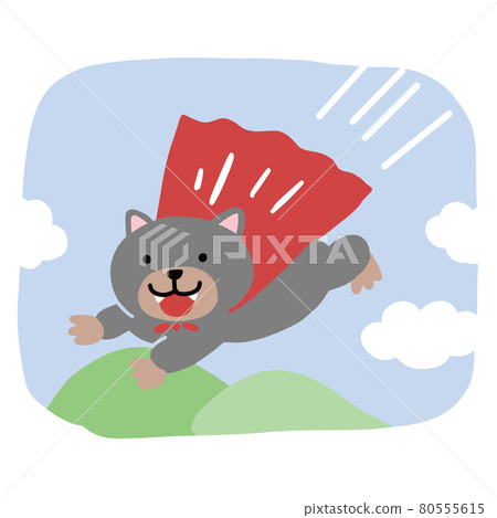 在天空中飛翔的超級塔斯馬尼亞惡魔的矢量圖解 80555615