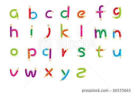 流行色鉛筆字母 ABC 小寫 80555665