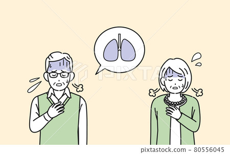 Elderly, elderly men and women, pneumonia, asthma, breathing difficulty, illustration material 80556045