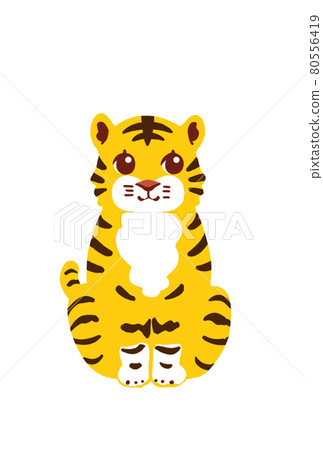 Illustration of a sitting tiger ♂ Illustration of a sitting tiger ♂ 80556419