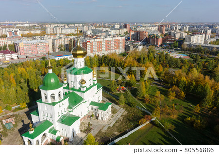 Aerial view on temple chapel in honor of Lady Day 80556886