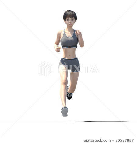 Female runner perming3DCG illustration material 80557997