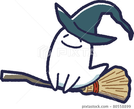 一個可愛的鬼魂打扮成女巫的插圖 80558899