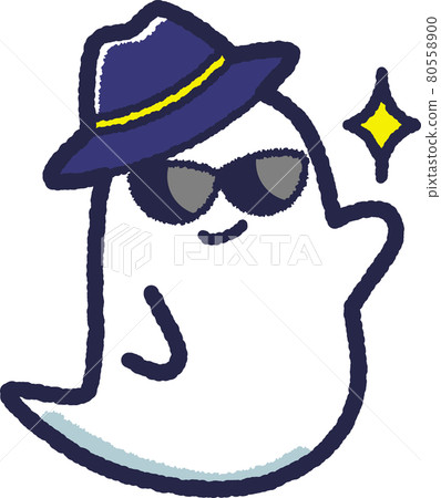 一個戴著墨鏡的可愛鬼的插圖 80558900