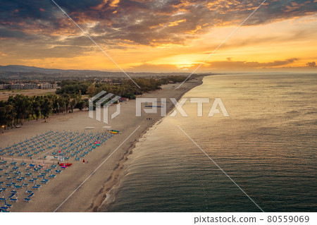 Aerial view of awesome sea and beach sunrise 80559069