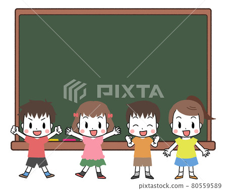 Blackboard and smiling children frame 80559589