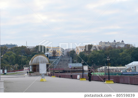 Odessa Marine Station. Potemkin Stairs and Duke on the horizon. 80559839
