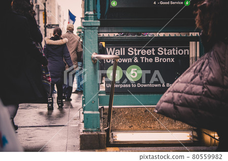 Wall street subway station in New York City. 80559982