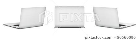 Laptop backside mockup isolated on white background 80560096