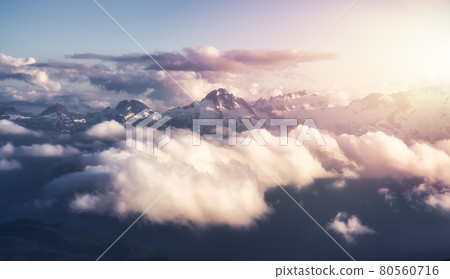 Aerial View from Airplane of Canadian Mountain Landscape Aerial View from Airplane of Canadian Mountain Landscape 80560716