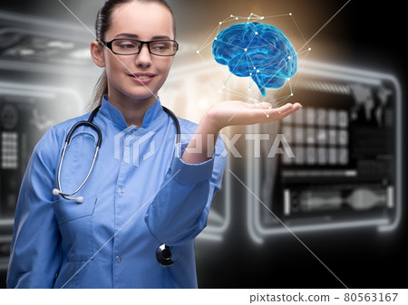 Female doctor with the brain in medical concept 80563167