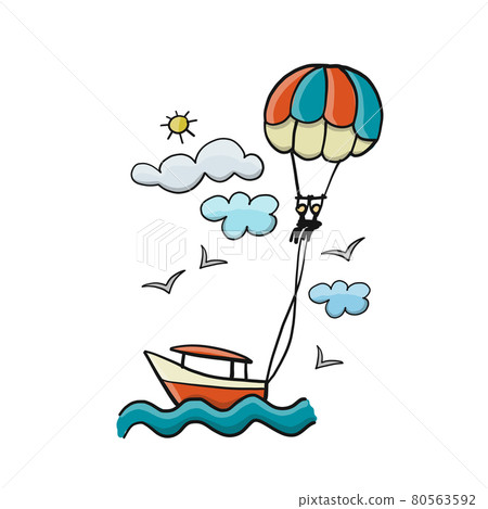 Illustration of a Couple Parasailing 80563592
