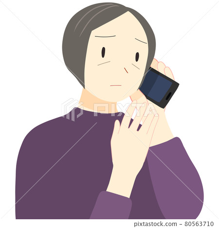 一位老婦人打電話的插圖 80563710
