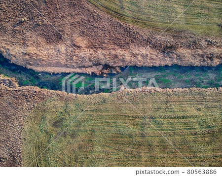aerial landscape with river and field aerial landscape with river and field 80563886
