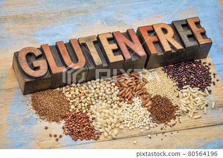gluten free grains and typography 80564196