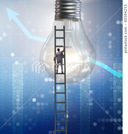 Businessman in new idea concept with light bulb Businessman in new idea concept with light bulb 80564255