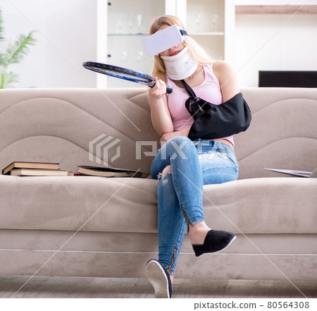 Woman injured during sport game Woman injured during sport game 80564308