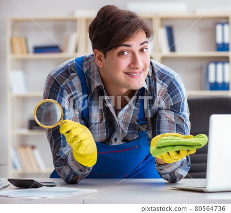 Looking for dust with magnifying glass Looking for dust with magnifying glass 80564736