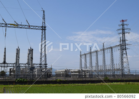 Outdoor substation equipment and transmission tower 80566092