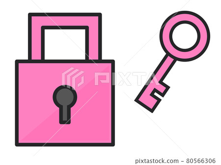 用鑰匙鎖上掛鎖以採取安全措施的圖示 80566306