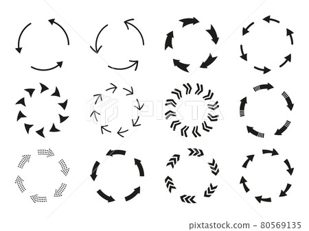 Circular arrows loading loop silhouette black set 80569135