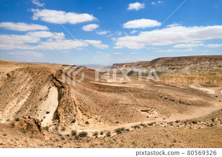 Wadi Hawarim - a dry bed among the mountains in the Negev desert 80569326