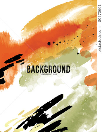 Abstract orange liquid ink shape. Watercolor Fluid design gradient waves with geometric lines, black 80570661