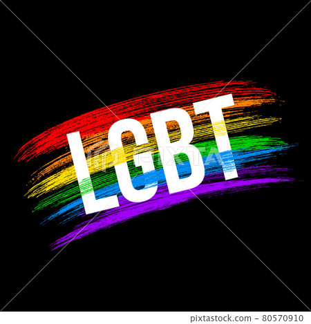 LGBT community flag on black background. Symbol of lesbian, gay pride, bisexual, transgender social movements. Grunge brush strokes texture the colors of the rainbow. Vector illustration. LGBT community flag on black background. Symbol of lesbian, gay pride, bisexual, transgender social movements. Grunge brush strokes texture the colors of the rainbow. Vector illustration. 80570910