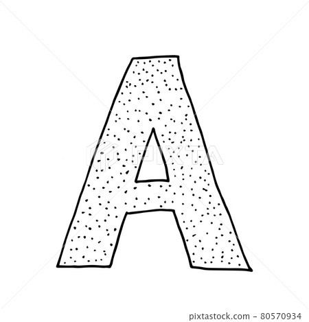 Hand drawn letter A. Sketched letter with decorative elements. Easy to edit vector template for your designs. 80570934