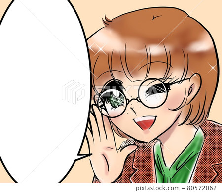 70's Shojo Manga Beautiful reporter wearing glasses 70's Shojo Manga Beautiful reporter wearing glasses 80572062