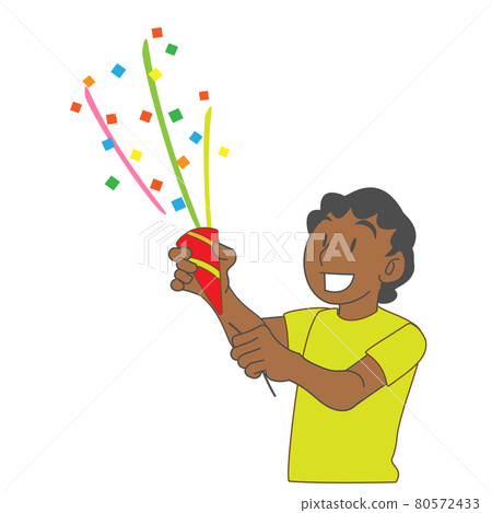 Illustration of a foreign child ringing a party cracker 80572433