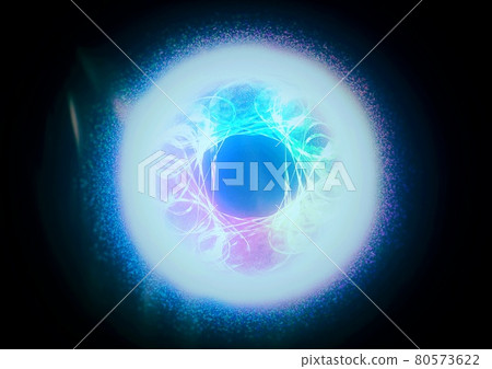 Illustration of a planet shining in outer space 80573622