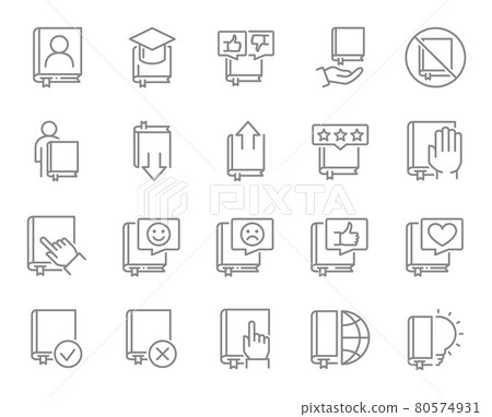 Set of book line icons. Brainstorm, encyclopedia, notebook, Bible, bookstore and more. Set of book line icons. Brainstorm, encyclopedia, notebook, Bible, bookstore and more. 80574931