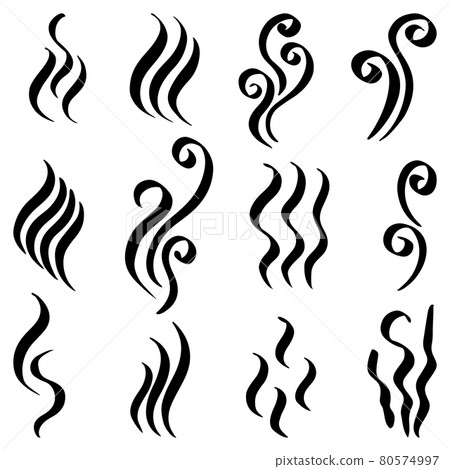 set of doodle smoke symbol. Aroma smell icon. hand drawn Vector illustration. 80574997