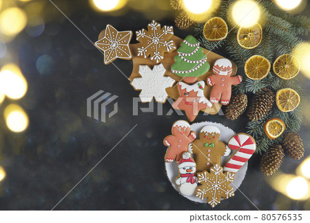 Christmas homemade gingerbread. Copy space Christmas homemade gingerbread. Copy space 80576535