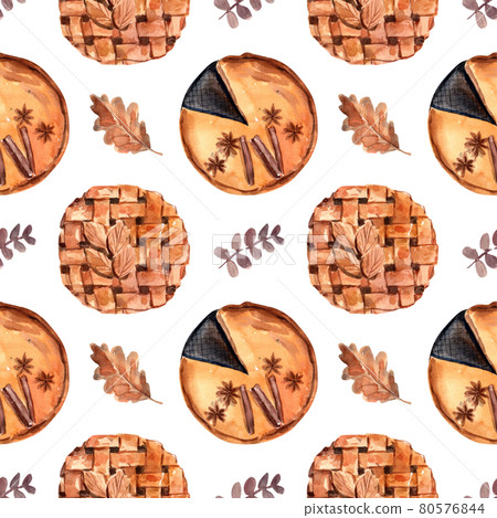 Autumn daily pattern seamless watercolor 80576844