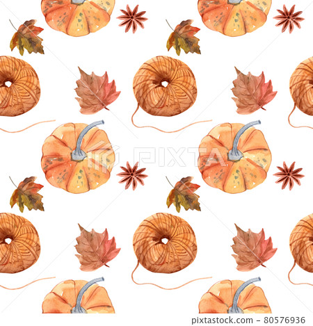 Autumn daily pattern seamless watercolor 80576936