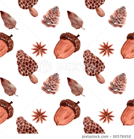 Autumn daily pattern seamless watercolor 80576938