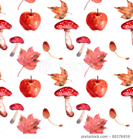 Autumn daily pattern seamless watercolor 80576939