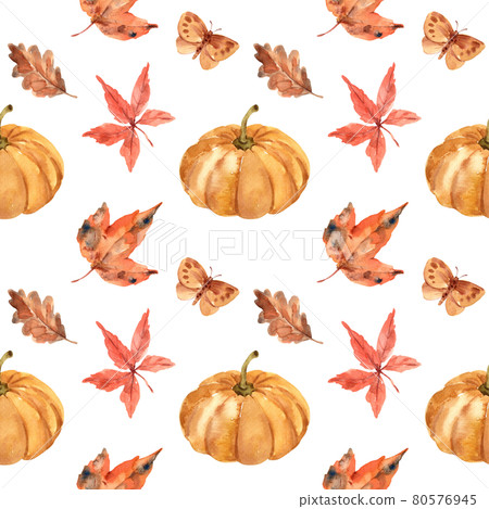 Autumn daily pattern seamless watercolor Autumn daily pattern seamless watercolor 80576945
